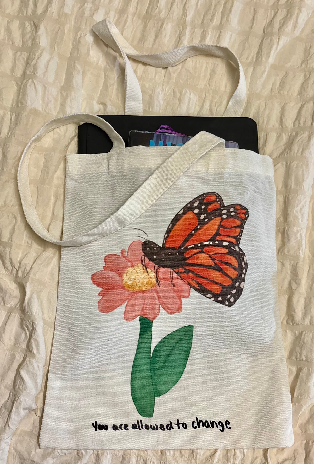 You can change canvas tote bag| Butterfly tote bag